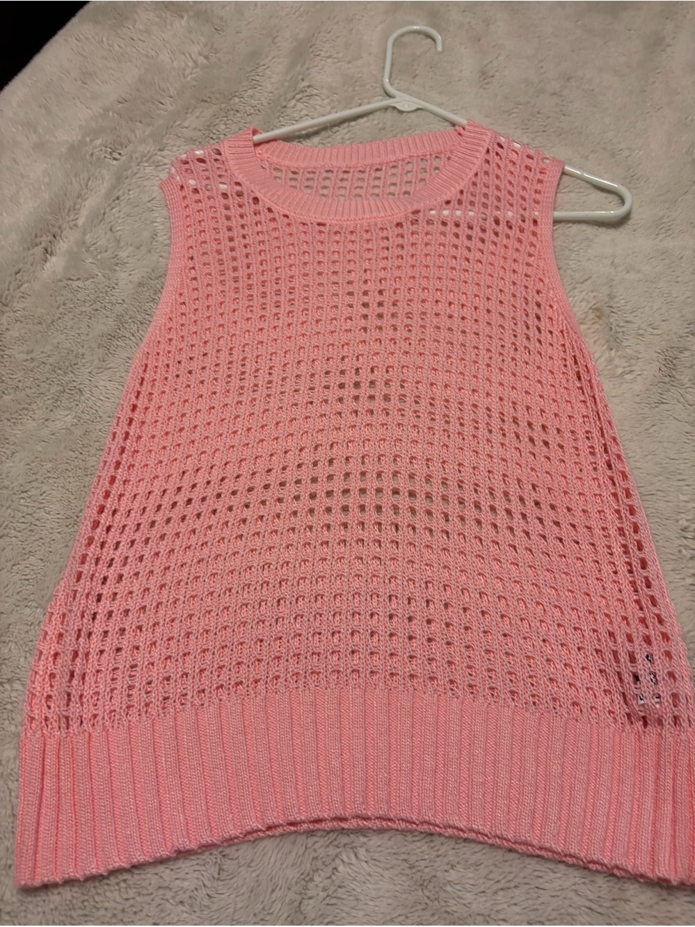 Pink Crochet Knit Sleeveless Top - Women Sz small